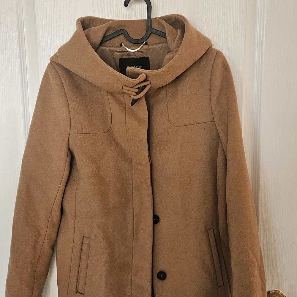 Babaton Tan Hooded Trench Coat